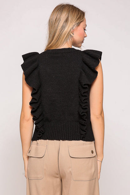 Cloister Collec | Ruffle Sleeve Cable Top