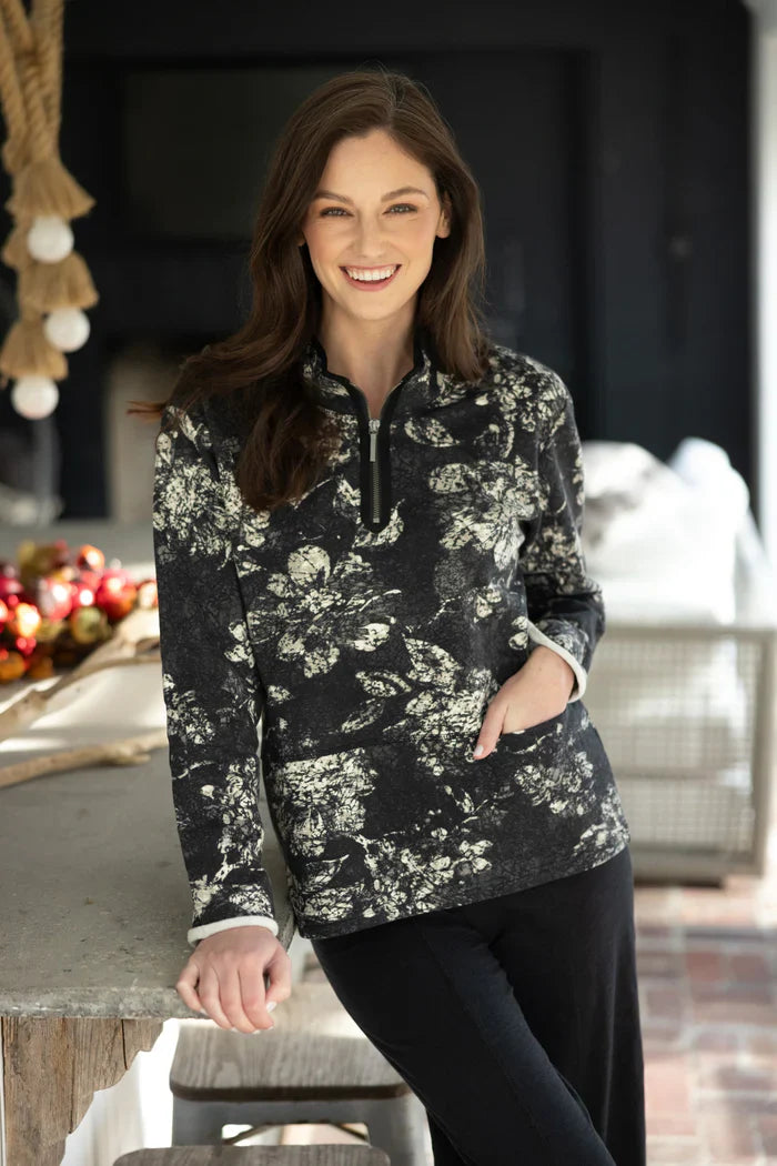 Escape By Hab | Floral Fleece Quarter Zip Pull