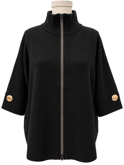 black  Crystal Trim Zip-Up Jacket 