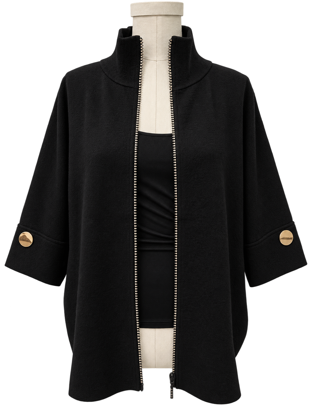 black  Crystal Trim Zip-Up Jacket 