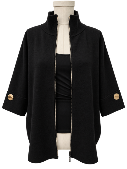 black  Crystal Trim Zip-Up Jacket 