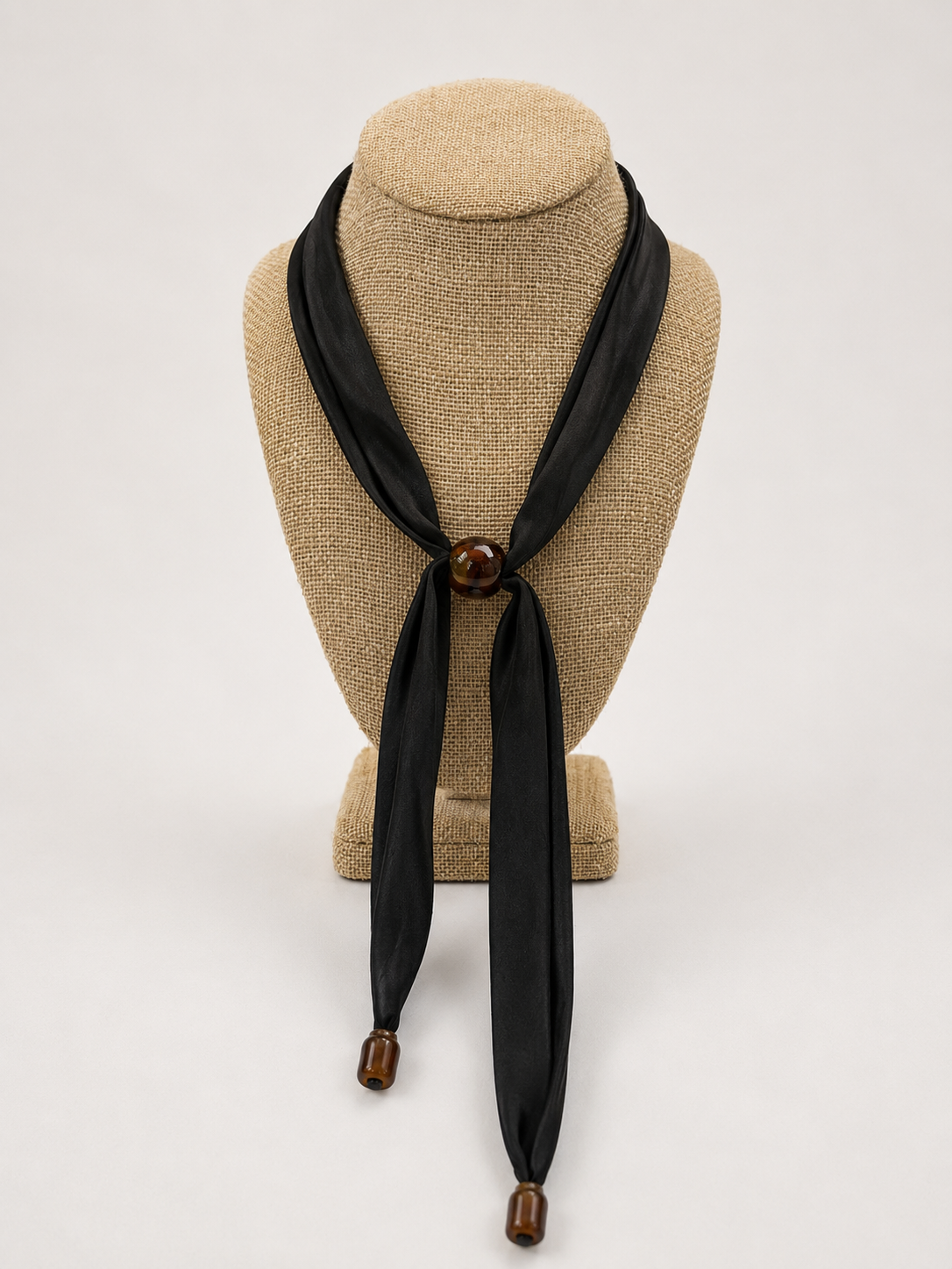 black Scarf Pull Necklace uga georgia football black satin neck scarf with dark brown wooden ends and a central dark brown button