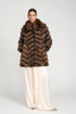 black and tan gradient  fur Reversible Silk to Fox Three Quarter Jacket  1