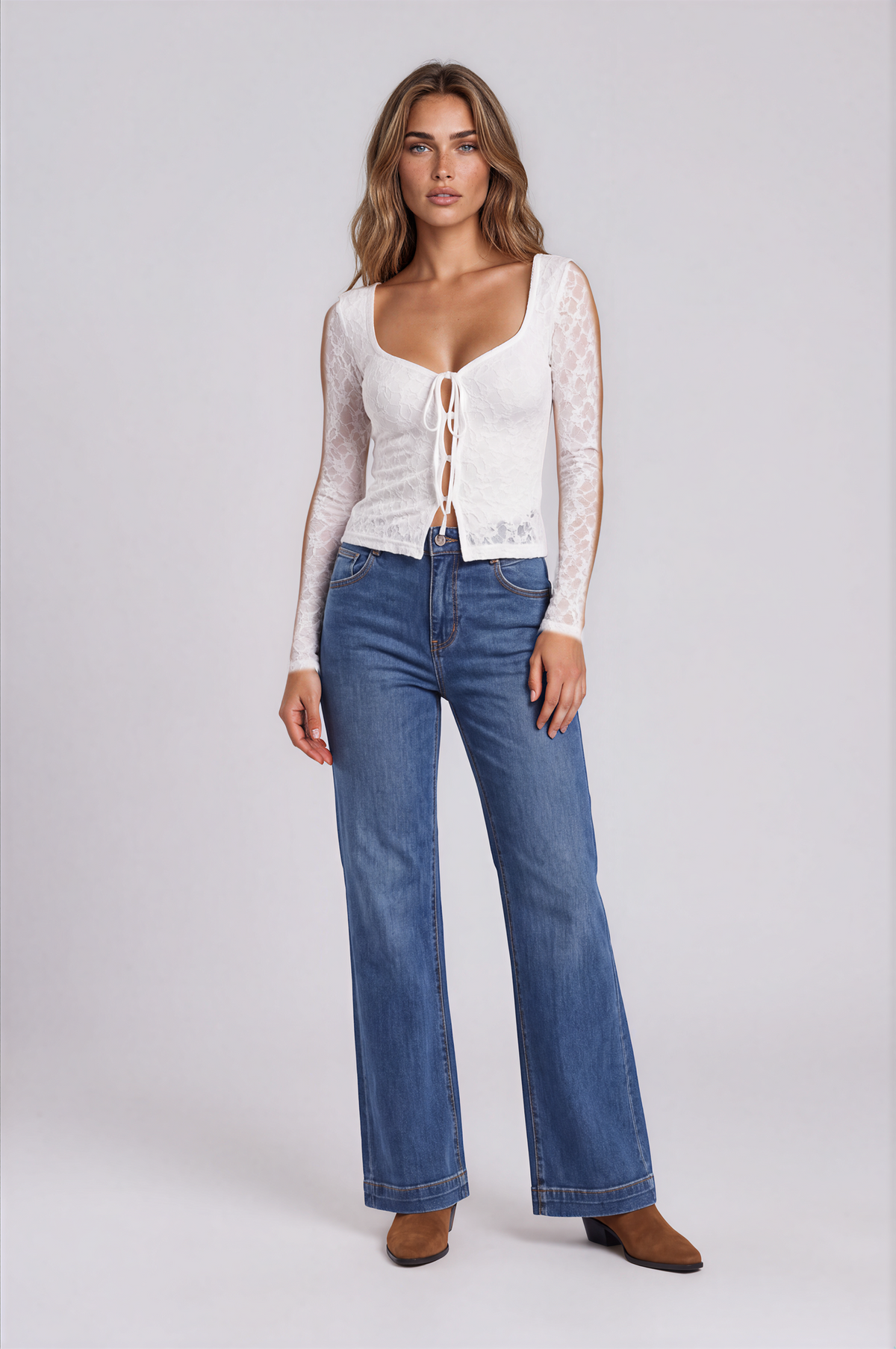 blue High-Rise Flare Jeans 