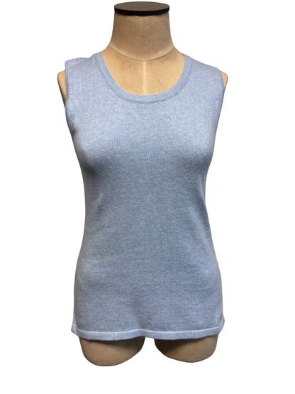 Blue tank top on a mannequin against a white background