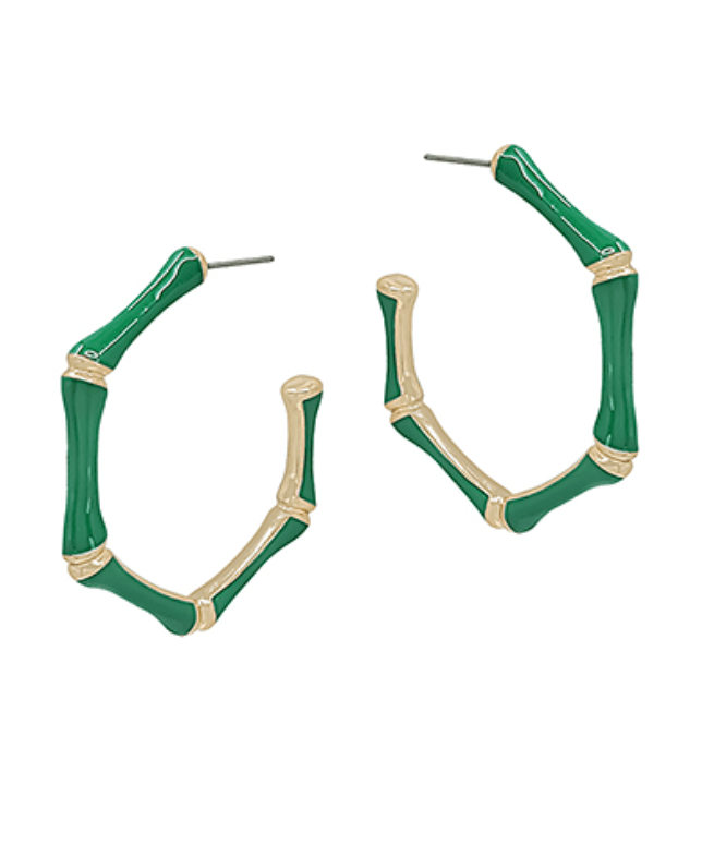 Golden Stella | Cloister Collection | Enamel Bamboo Hoops | Cloister Collection | JEWELRY