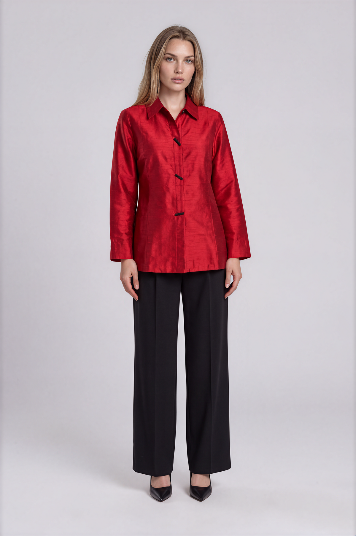 cranberry Silk A-line Shirt Jacket