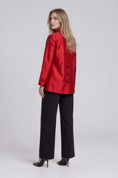 cranberry Silk A-line Shirt Jacket