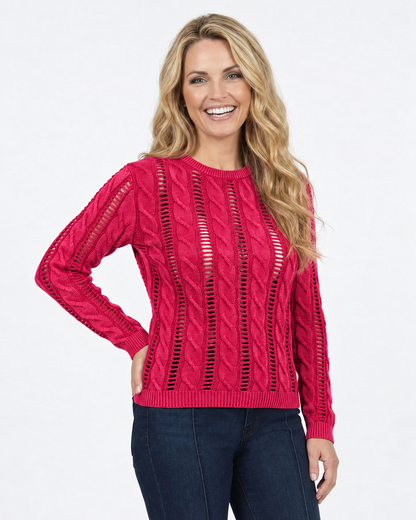 Ethyl Cotton Cable Knit Sweater from Tutor collection, featuring a cozy, textured knit pattern in natural cotton fabric.