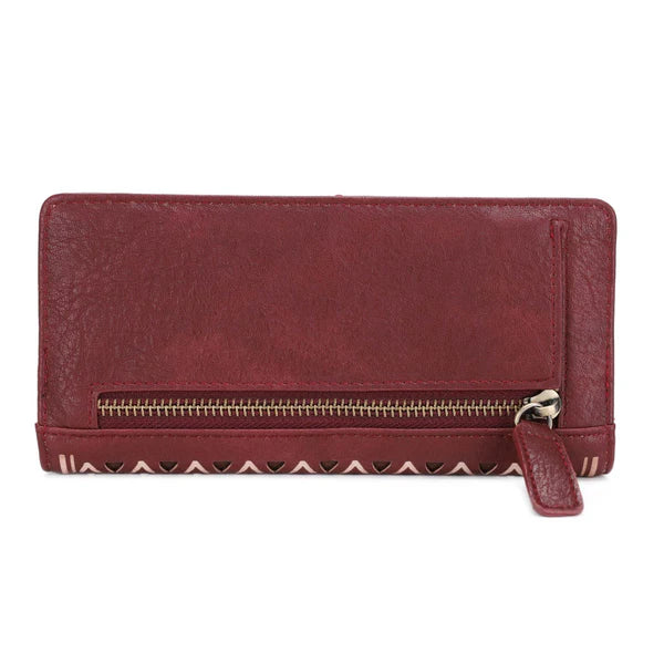 Red wallet with a zipper on a white background