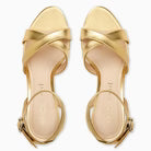 Jack Rogers Peri Mid Heel shoes featuring tan leather straps and a stylish mid heel design.