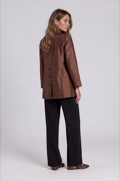 Silk A-line Shirt Jacket