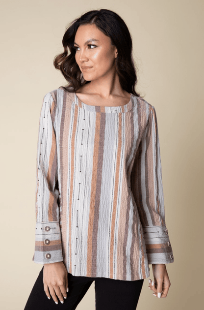 Habitat | Habitat | Peruvian Stripe Angled Pocket Top | Cloister Collection | MISSYSPORTSWEAR