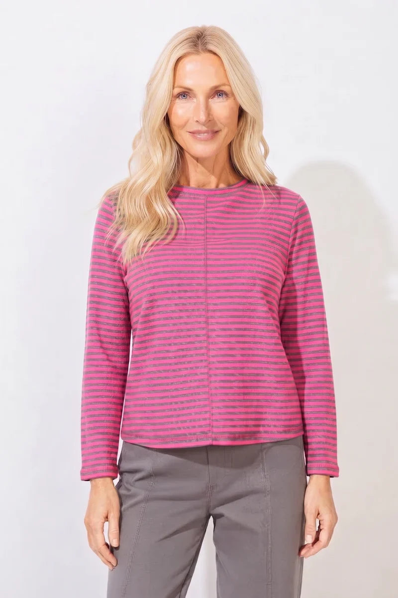habitat Verona Stripe Layover Tee FUCHSIA