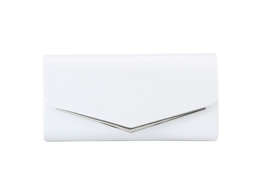 Black evening clutch handbag by NIMA ACCESSORIE with elegant design and metal clasp, perfect for formal events.