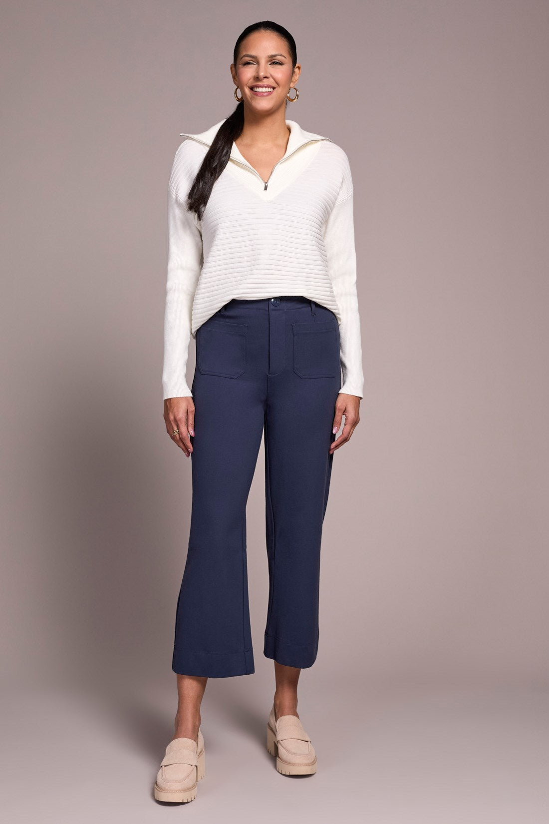 Tribal | High Rise Fly Frt Capri W/ Poc