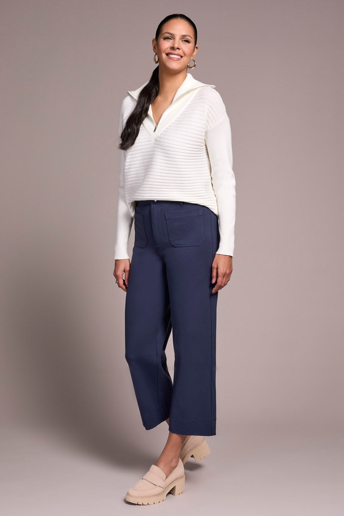 Tribal | High Rise Fly Frt Capri W/ Poc