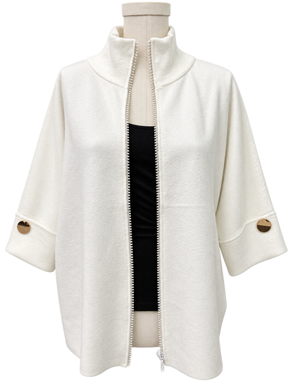 ivory Crystal Trim Zip-Up Jacket