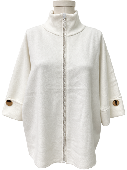 ivory Crystal Trim Zip-Up Jacket 