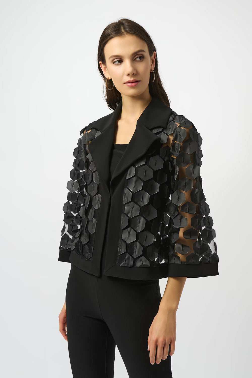 Joseph Ribkoff | Mesh &amp; Knit Trapeze Jacket