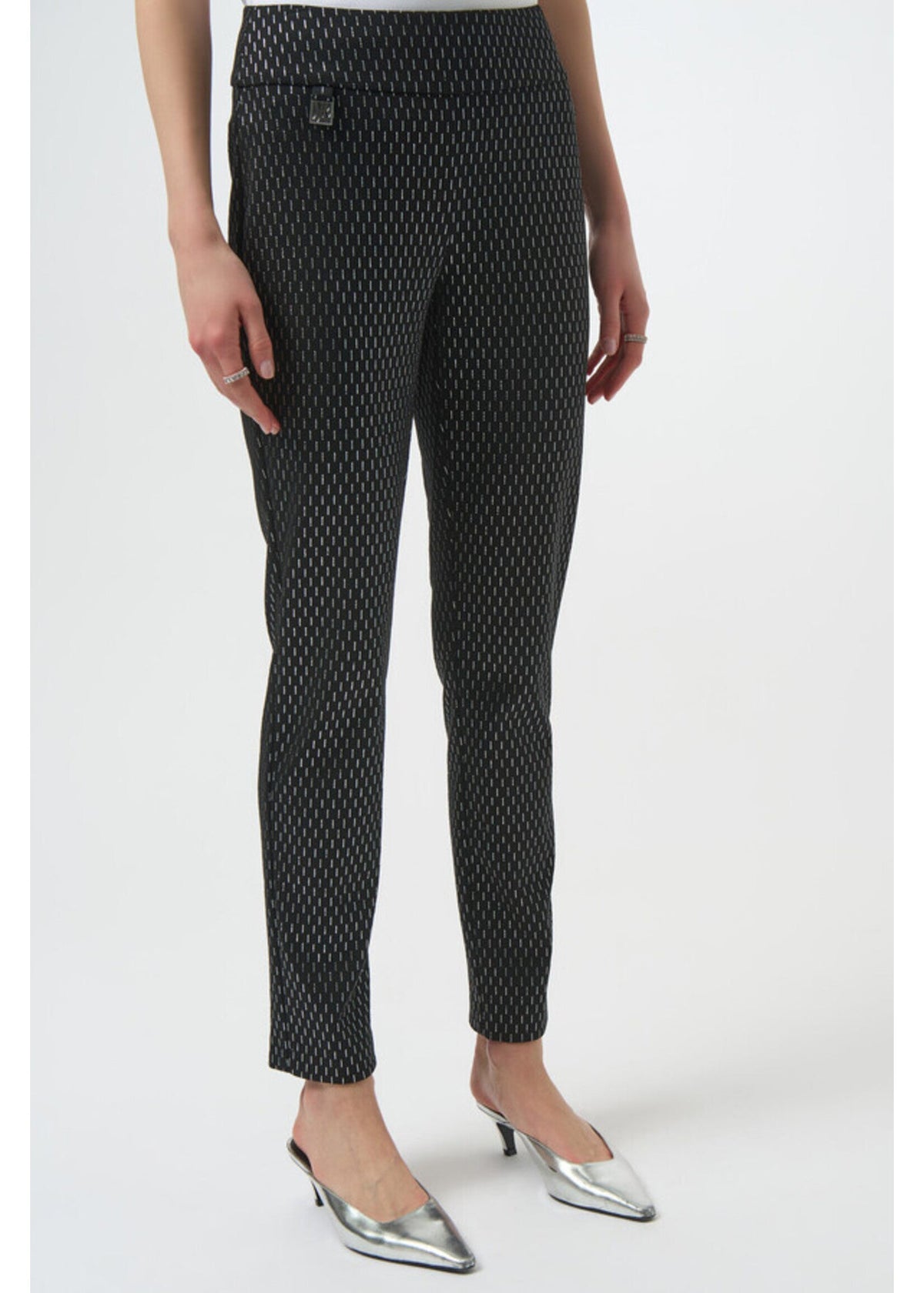 Joseph Ribkoff | Knit Slim Fit Pants - Black/Silver - Evelyne Talman