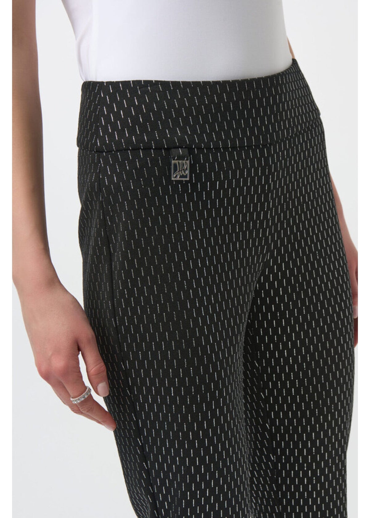 Joseph Ribkoff | Knit Slim Fit Pants - Black/Silver - Evelyne Talman