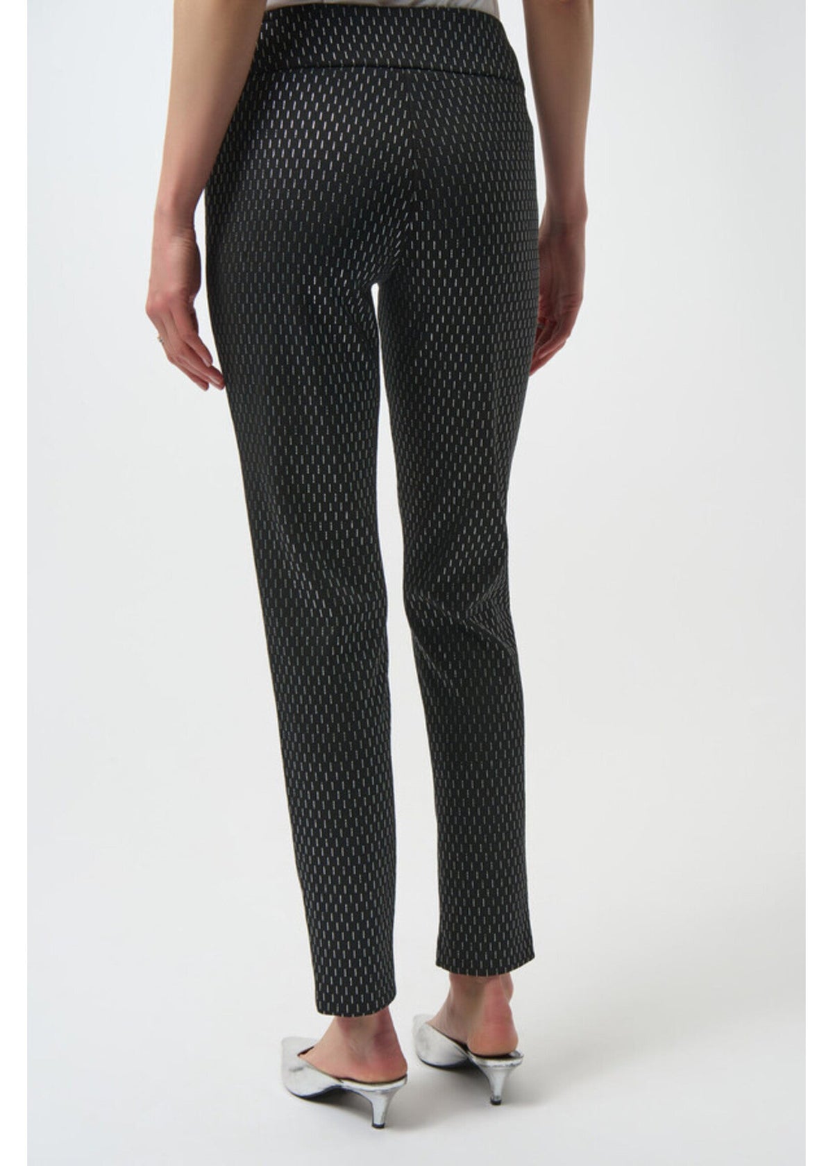 Joseph Ribkoff | Knit Slim Fit Pants - Black/Silver - Evelyne Talman