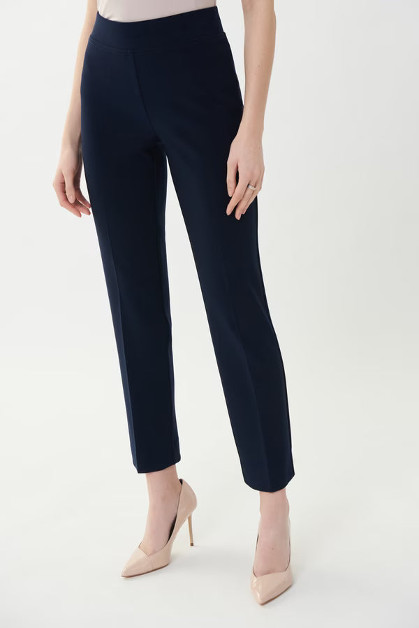 Midnight blue Joseph Ribkoff slim ankle-length trousers with tailored fit and sleek design, perfect for a modern, polished look.