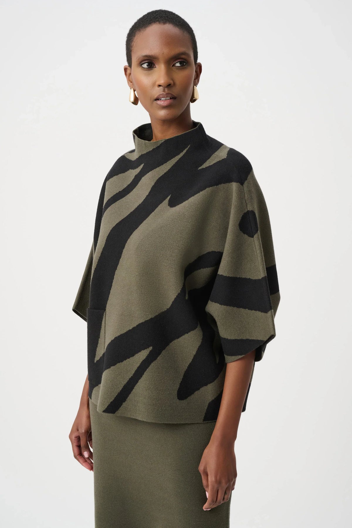 joseph ribkoff Abstract Funnel-Neck Sweater 263936