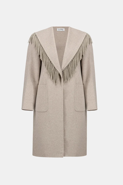 joseph ribkoff Wool Blend Fringed Coat 263912