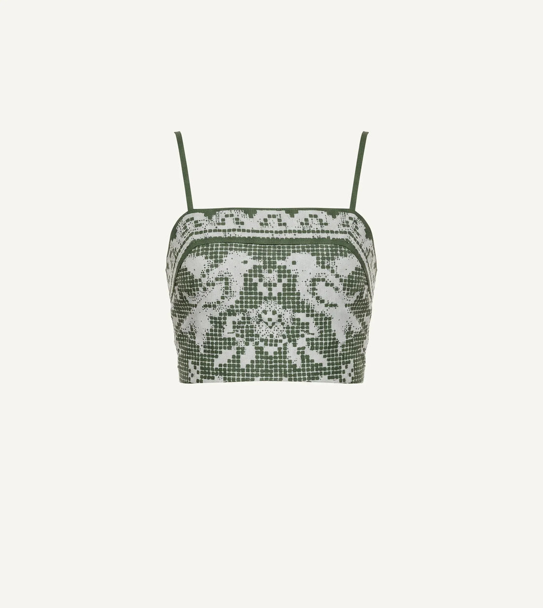 Green lace crop top with thin straps Cleobella  Juniper Top - Verdant Flight 