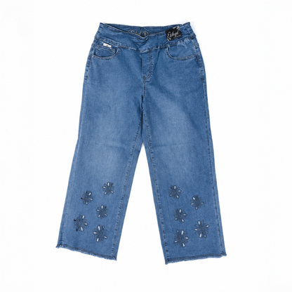 Medium Wash Jeans with Embroidery