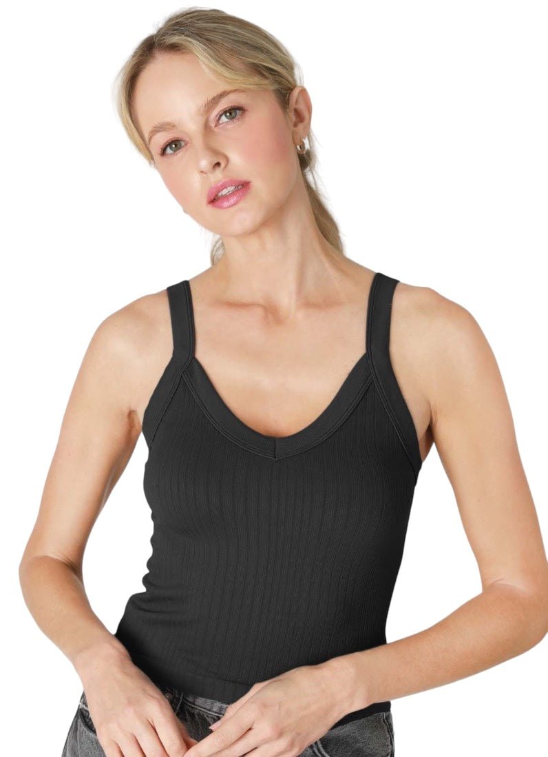 Nikibiki | Nikibiki | Deep V Neck Ribbed Tank Top | Cloister Collection | LINGERIE