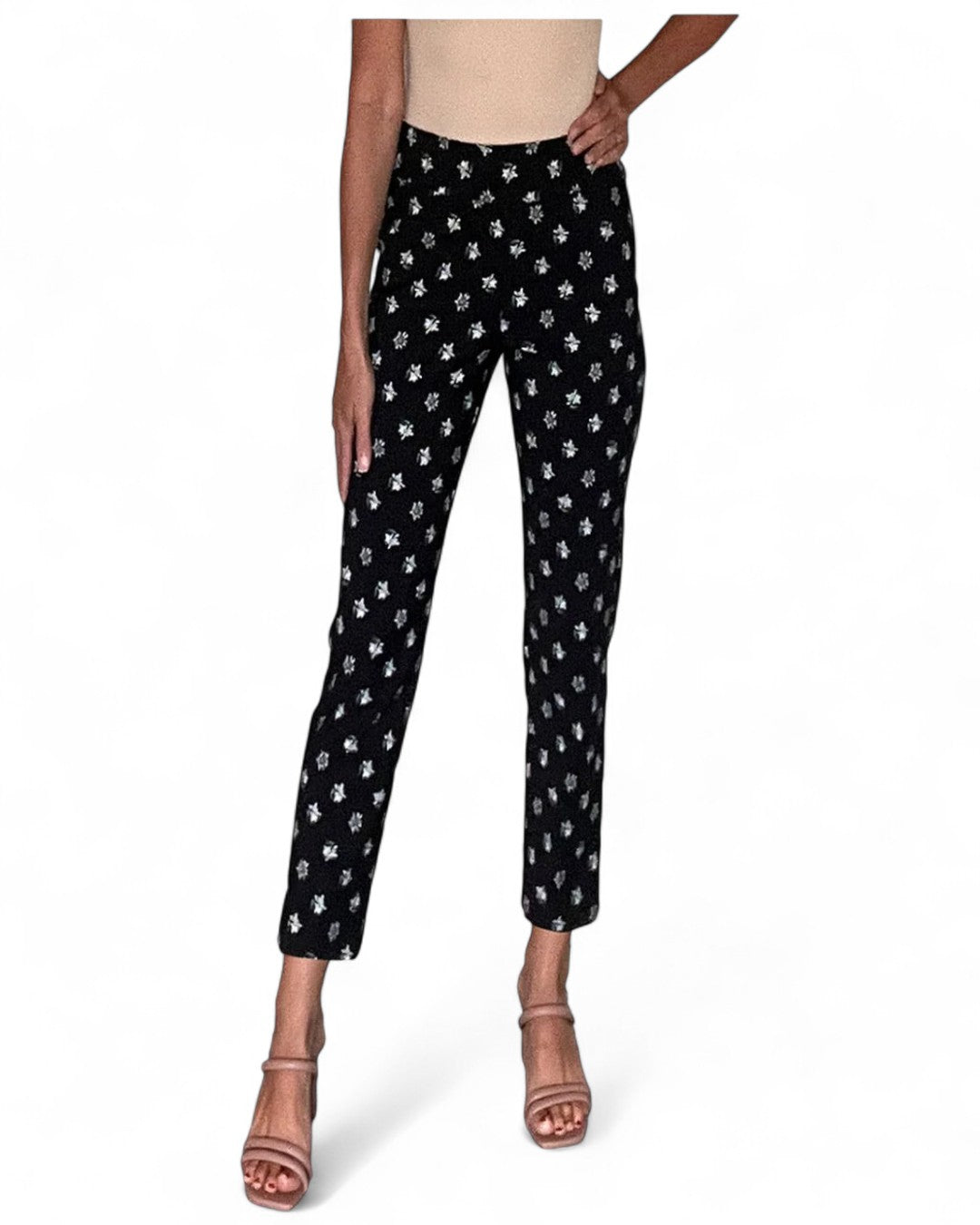 Pull on Pant Black Mini Flowers