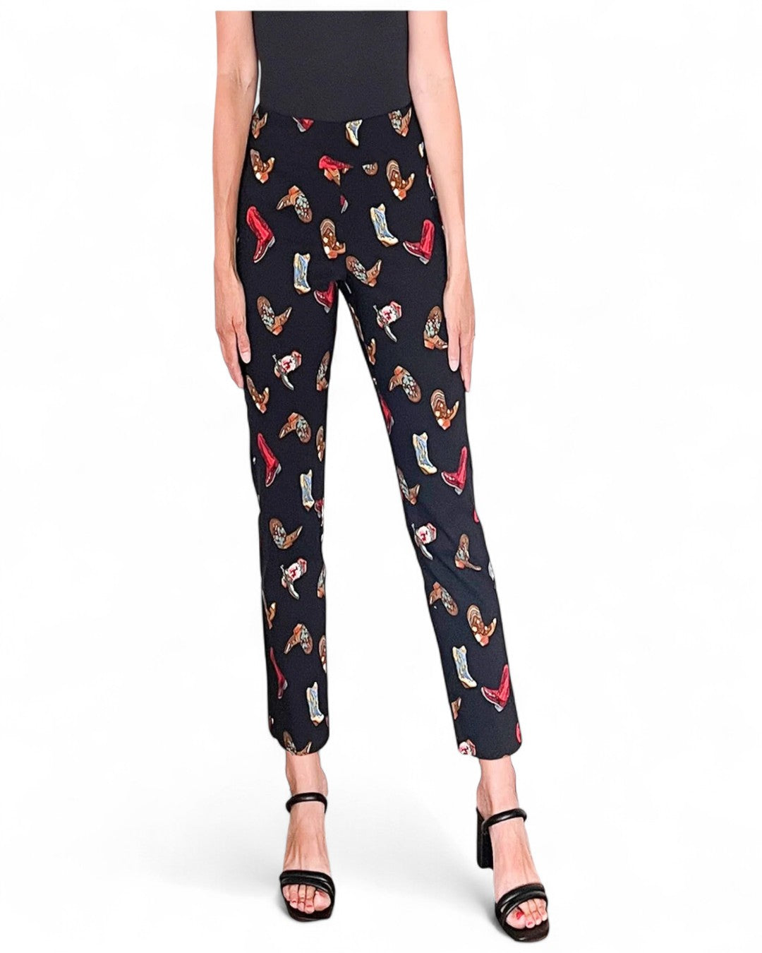 Pull on Ankle Pants Boot Print