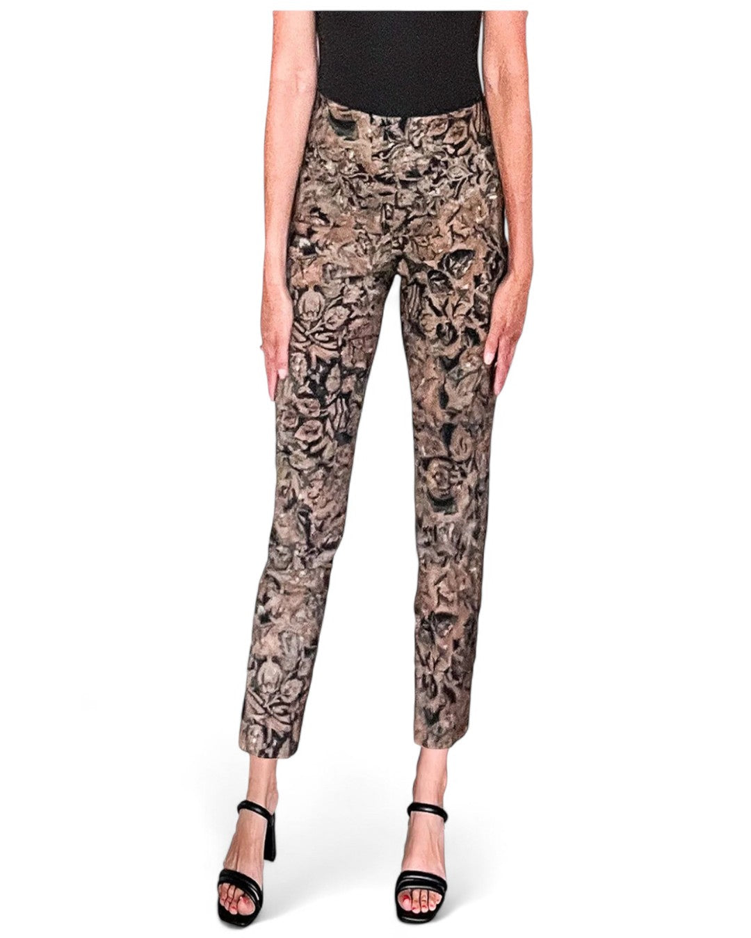 Krazy Larry P507 Ankle Pull on Pant - Brown Leaves