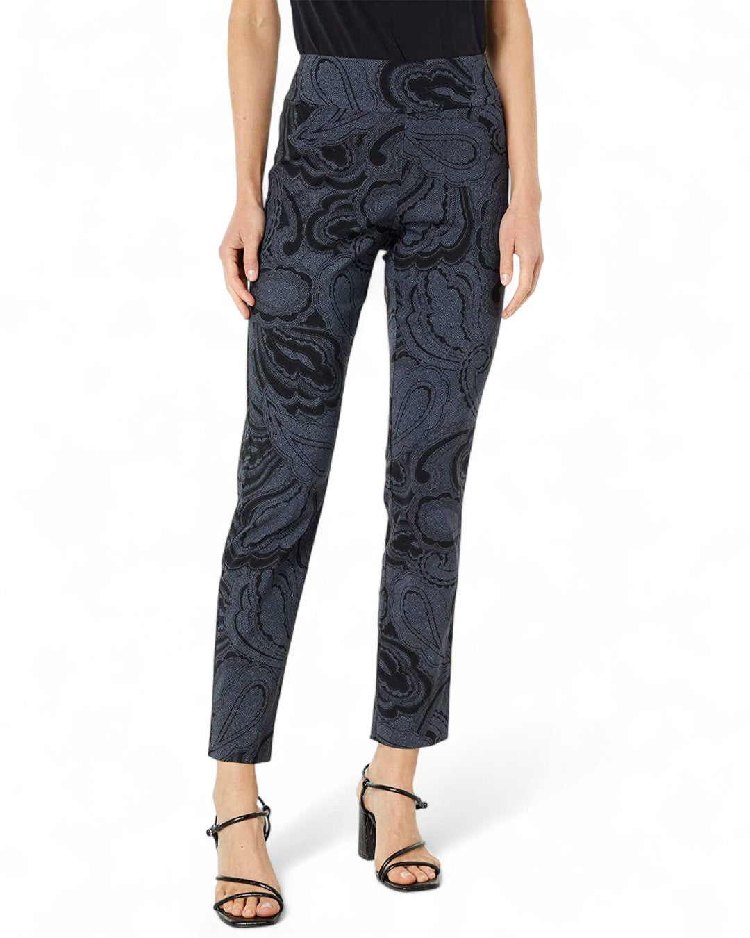Pull on Pant Paisley Grey Black Pattern