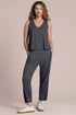 Black Pearl Pop V Neck Tank top by SYMPLI featuring popcorn waffle fabric and a relaxed V neckline.