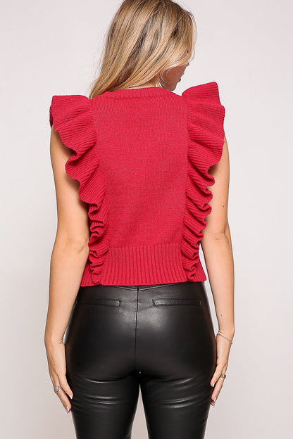 Cloister Collec | Ruffle Sleeve Cable Top