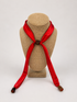 red Scarf Pull Necklace uga georgia football bright red satin neck scarf with dark brown wooden ends and a central dark brown button