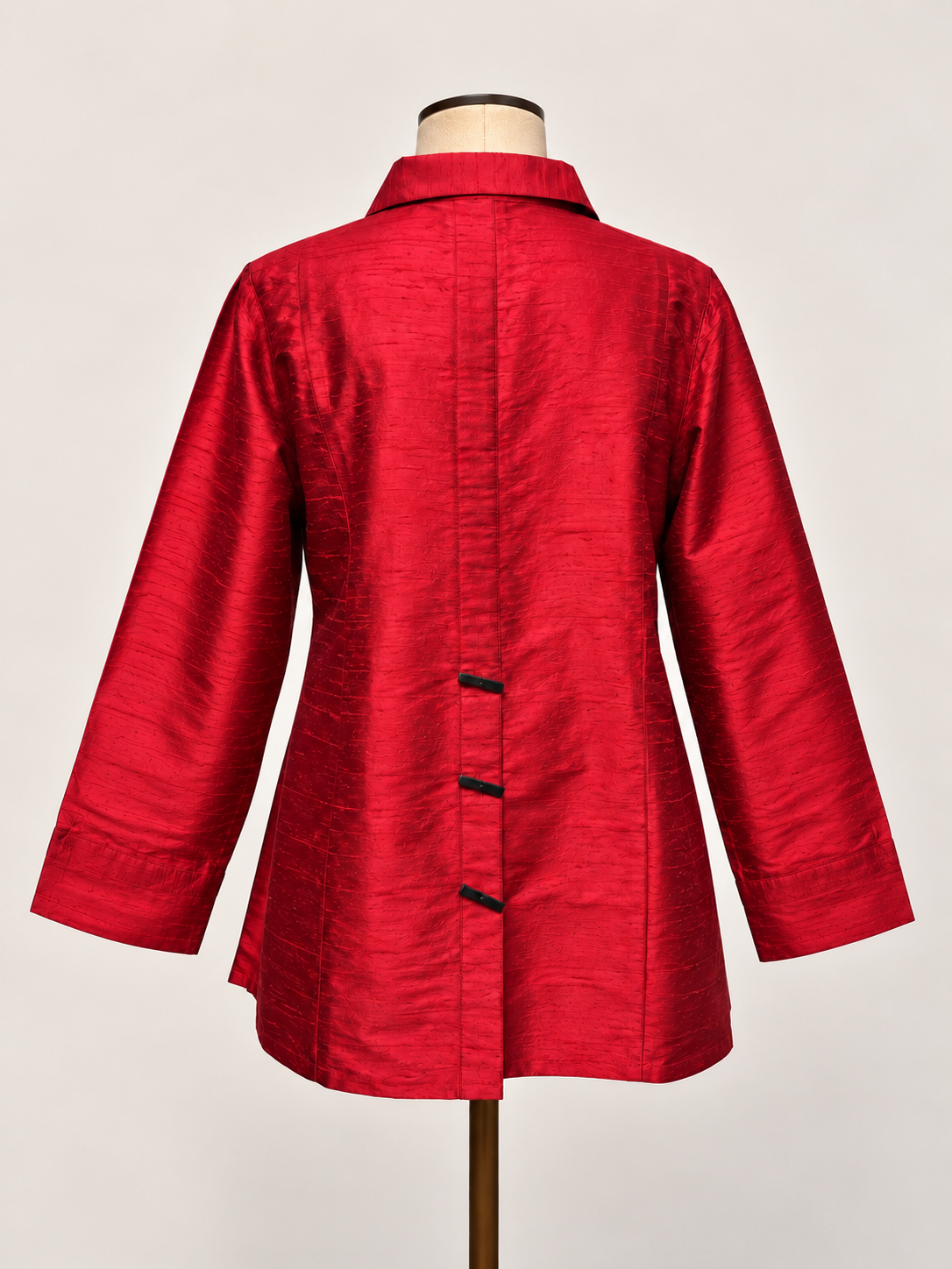 red cranberry Silk A-line Shirt Jacket
