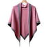 Pink poncho with gray trim on a white background