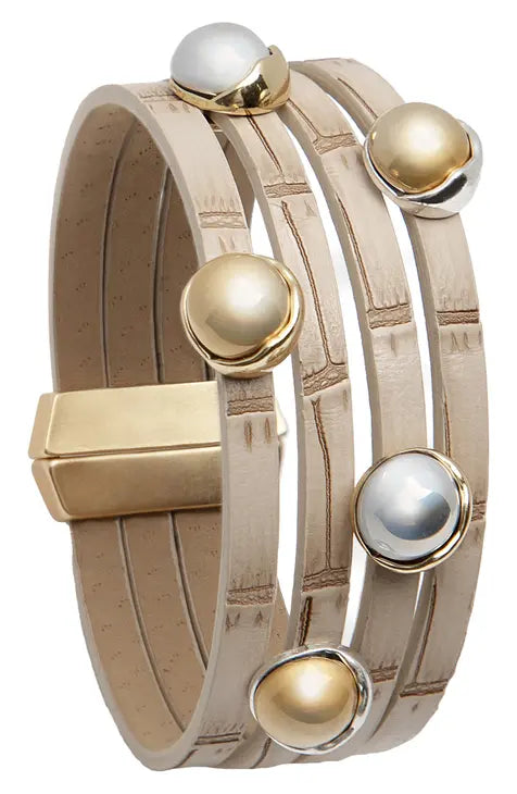 Saachi | Leather &amp; Orb Bracelet