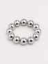 A beaded stretch bracelet made of glossy, round silver beads. Uga, georgia football, university of Georgia game day jewelry. 