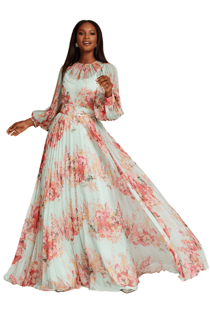 Teri Jon | Teri Jon | Floral Pleated Gown | Cloister Collection | M.O.B.