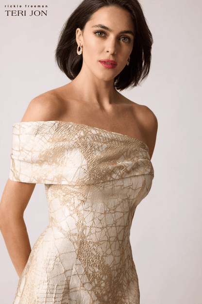 Teri Jon | Teri Jon | One - Shoulder Jacquard Gown | Cloister Collection | M.O.B.