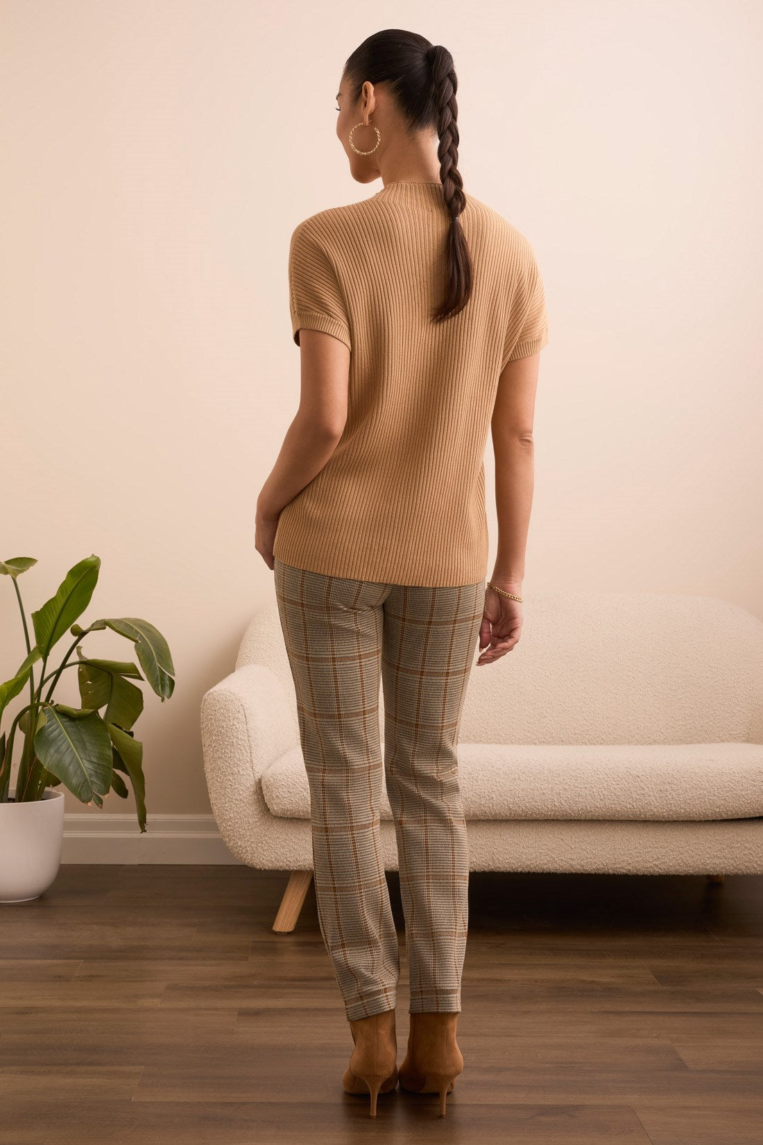 Tribal | Cotton Mock Neck Cap Short Sleeve Top - Evelyne Talman