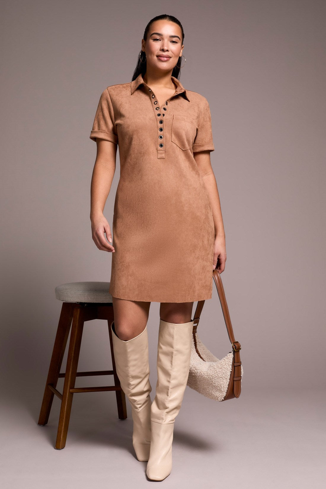 Tribal | S/s Dress W/ Frt Eyelet Dtl &amp;