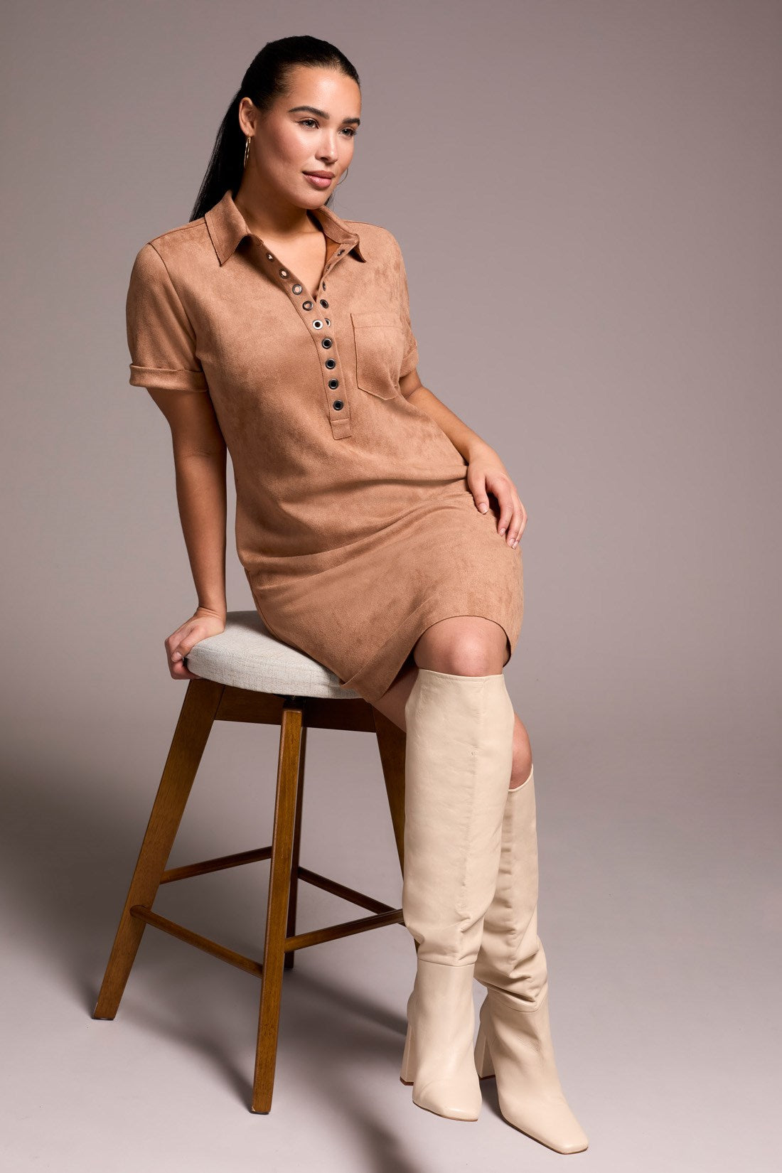 Tribal | S/s Dress W/ Frt Eyelet Dtl &amp;