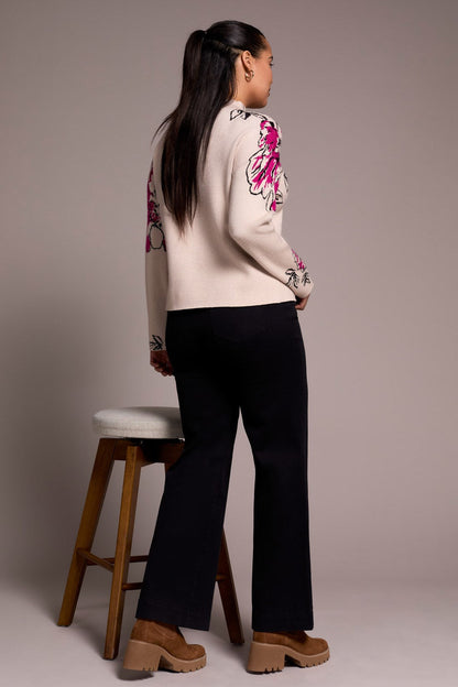 Tribal | Knit Jacquard Funnel Neck Swea